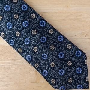 Altea Elegant Floral Patterned Tie - Black and Blue